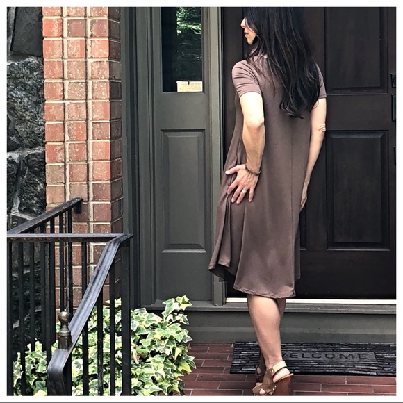 Mocha Triple lattice side pocket swing dress - Picture 8 of 8